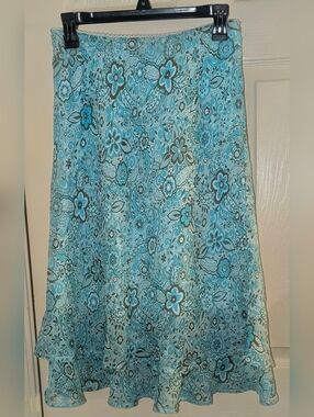 Style & Co. Women's Turquoise Floral Midi Skirt